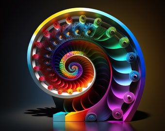 Fibonacci - Canvas - Digital Print - High Quality - Spiral - 3D Render - Photorealistic