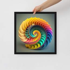 Fibonaaci - poster incorniciato, carta fotografica, alta qualità, stampa digitale, rendering 3D, fotorealistico