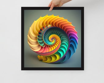 Fibonaaci - framed poster, photo paper, high quality, digital print, 3D render, photorealistic