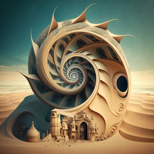 Fibonacci - poster incorniciato, carta fotografica, alta qualità, stampa digitale, rendering 3D, fotorealistico