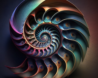 Fibonacci - Canvas - Digital Print - High Quality - Spiral - Colorful - 3D Render - Photorealistic