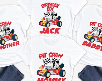 Mickey Mouse Birthday Boy Shirt, Pit Crew Race Car Birthday Party Shirt, Family Race Birthday Shirt, Custom Birthday Shirt, Birthday Boy Tee