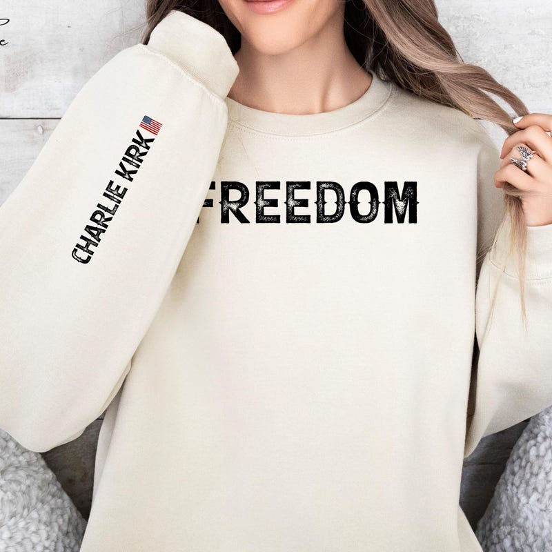 thumbnail interactive-video image 1 of Charlie Kirk Freedom Unisex Hoodie Sweatshirt - Wild Bobby Political Christian Inspirational Pullover 1 of 2