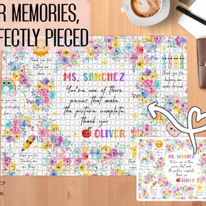 Customized Teacher Puzzle, Teacher Appreciation Gifts, Acrylic Puzzle Piece for Teacher, Personalized Puzzle for Teacher, Thank You Puzzle