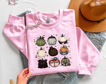 Preppy Halloween Pumpkins Sweatshirt, Horror Movie Characters Shirt, Spooky Season Sweater