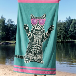 Custom Photo Beach Towel, Cat Portrait Pool Towel, Dog Portrait Bath Towel, Pet Lovers gift, Customized Gifts for Dog Mom, Cat Mama Gifts