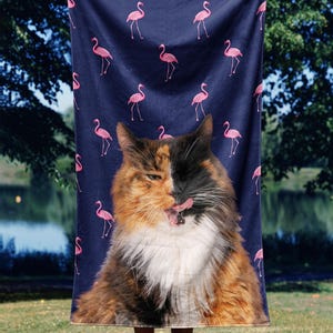 Custom Pet Photo Beach Towel, Pet Portrait Pool Towel, Dog Mom Gift, Pet Lovers Towel, Cat Mom Gift, Pool Party Towel, Animal Lover