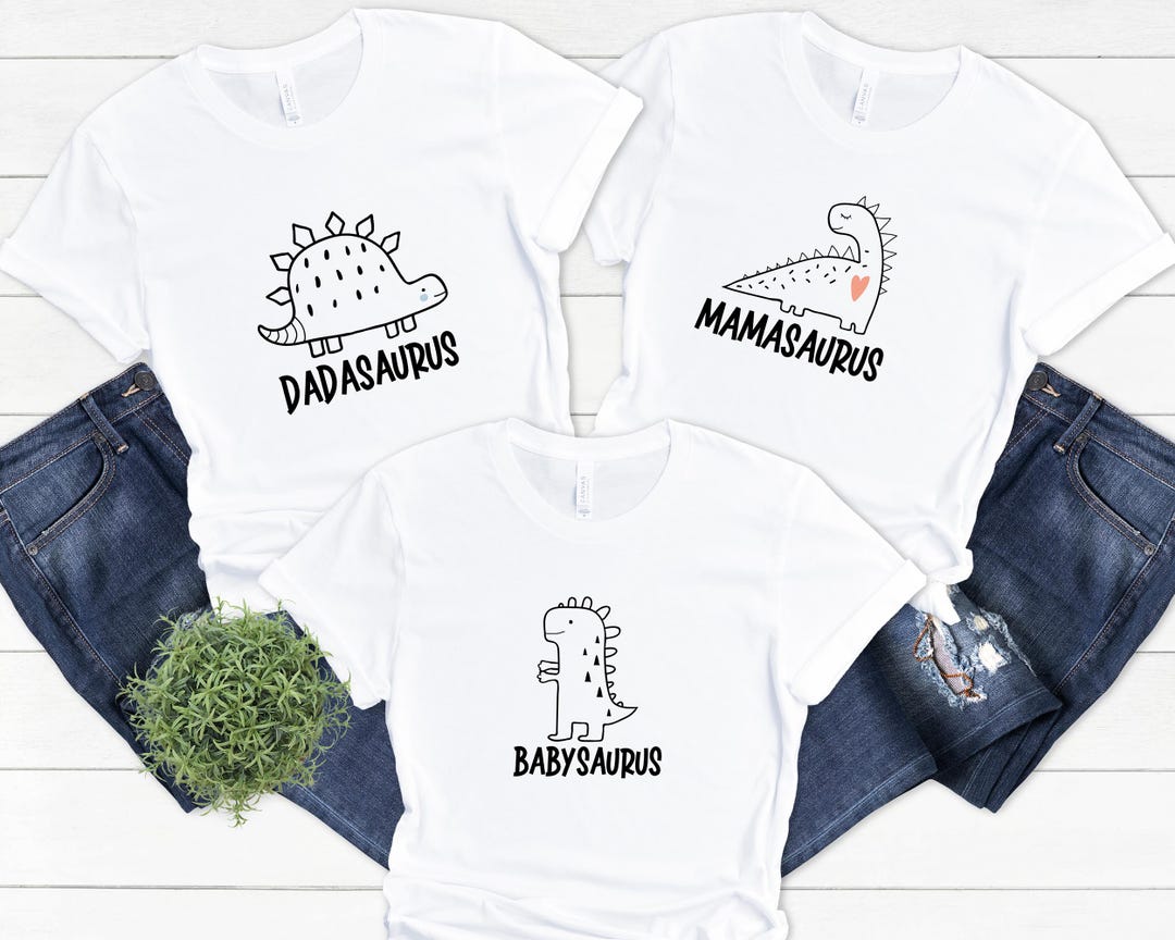 Funny Dinosaur T-Shirt - Dadasaurus & Babysaurus Graphic Tee For Men & Women, 100% Cotton, Black - View #10