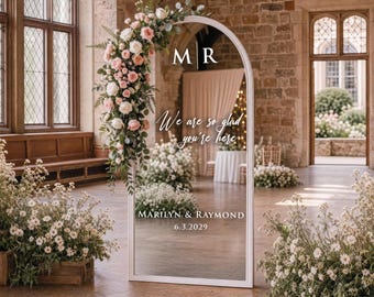 Custom Wedding Mirror Decal,  Personalized Welcome Sign Vinyl, Name Mirror Sticker, Ceremony Decor,  2026 Wedding Reception Sign