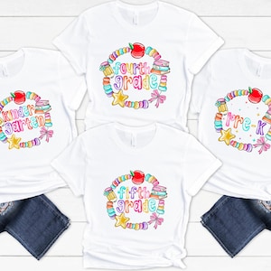 Preppy Bracelet School TShirts, Cute Gade Levels Shirt,  Back to School Teess For Girls, Gifts For Kids Girl, School Supplies, Teacher Shirt