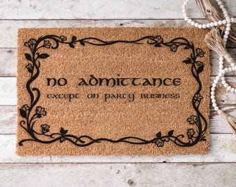 No Admittance Except on Party Business Doormat, Funny Movie Inspired Welcome Mat