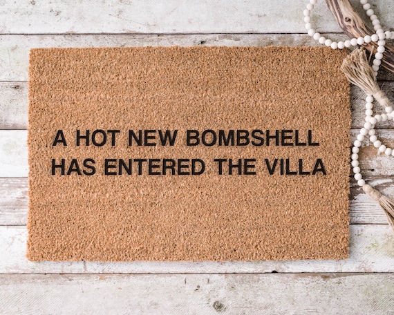 A Hot New Bombshell Has Entered The Villa Doormat, Funny Villa Welcome Mat, Front Door Rug, Humorous Entryway Decor