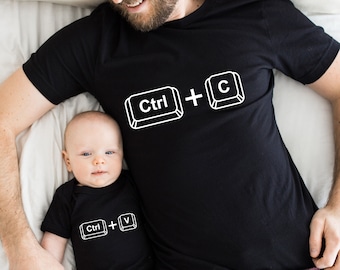 Ctrl c Chemise Ctrl v, chemise copier-coller, chemise copain papa, t-shirt assorti père et bébé, chemise père fils, chemise de famille, cadeau pour papa
