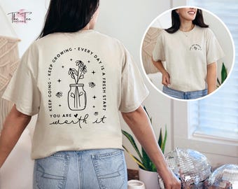 Floral Positive Vibes TShirt, Inspirational Shirt, Positive Saying Shirt, Mental Health Shirt, Inspirational Quotes Shirt, Self Love Gift