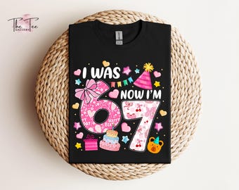Funny 7th Birthday Shirt, I Was 6 Now I'm 7, Birthday Girl Tee, Coquette Bow Birthday Gift