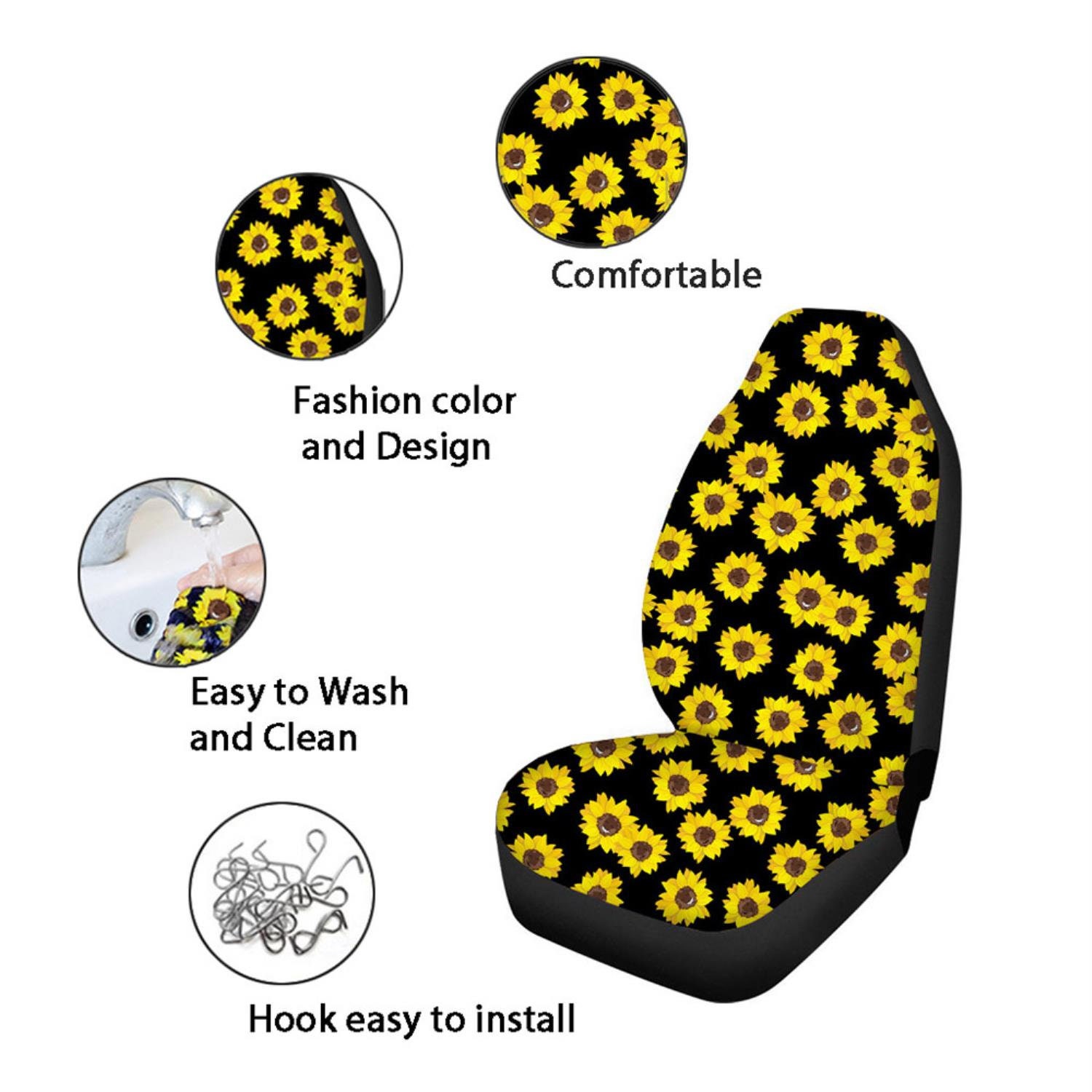 Floral Boho 3D Print Car Seat Cover, Mushroom Art Inspired Seat Cover