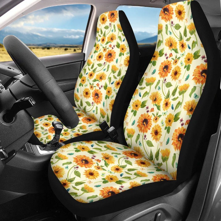 Sunflower 3D All Print Car Seat Cover, Sunflower Art Inspired Seat Cover