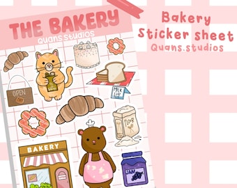 Feuille d'autocollants de boulangerie l Planificateur mignon, Bullet Journal, autocollants de scrapbooking