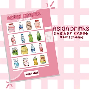 Asian Drink Sticker Sheet l Cute Asian Drink Sticker Sheet