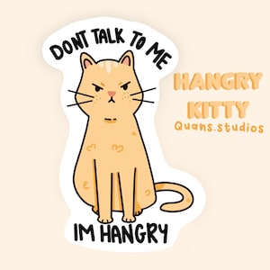 Cat Vinyl Sticker l Cute Hangry Kitty Sticker