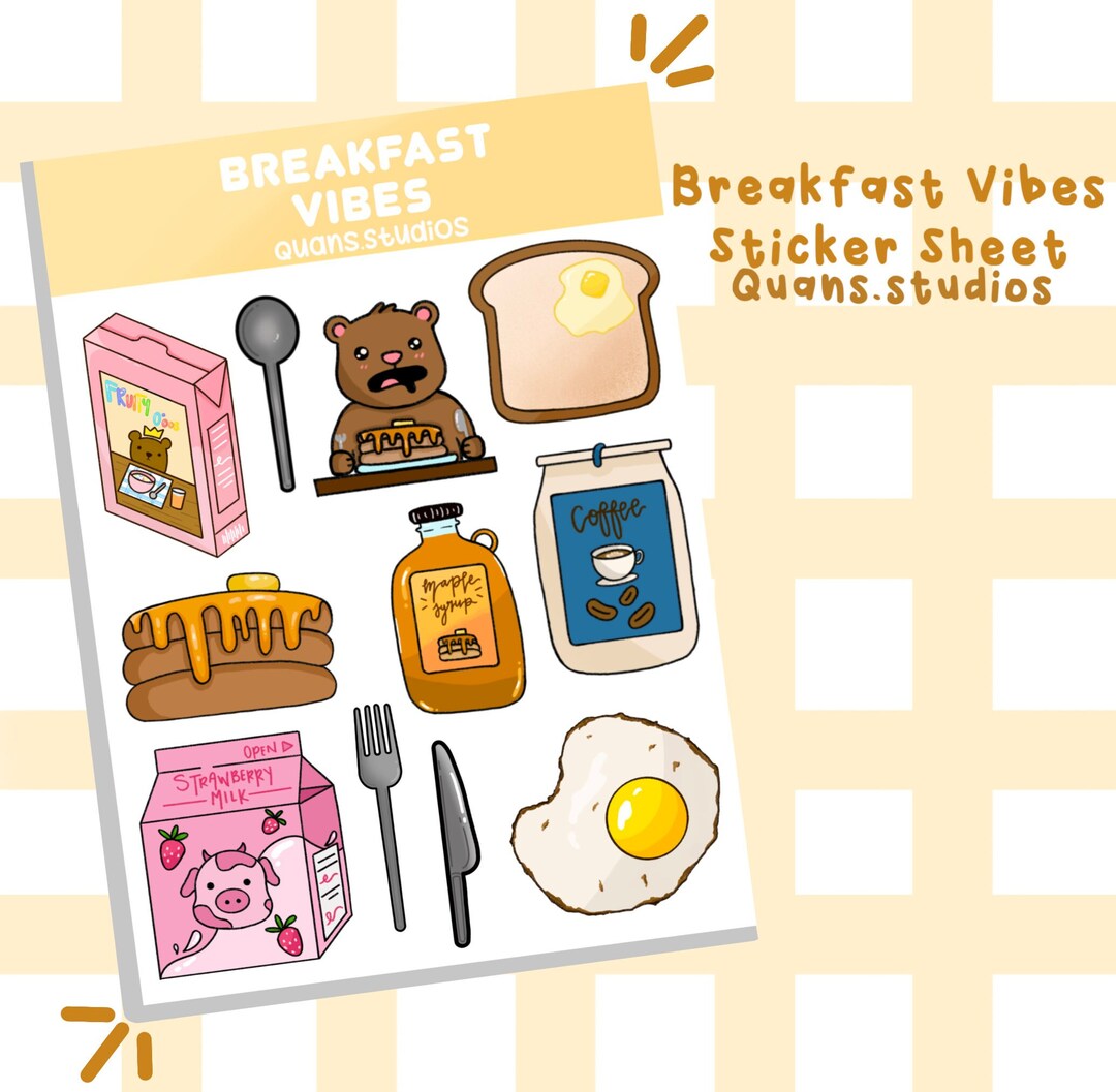Breakfast Sticker Sheet L Food Sticker Sheet - Etsy