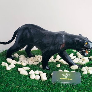Handcrafted leather Black Panther figurine