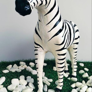 Handgefertigte Leder Zebra Statue Made in India