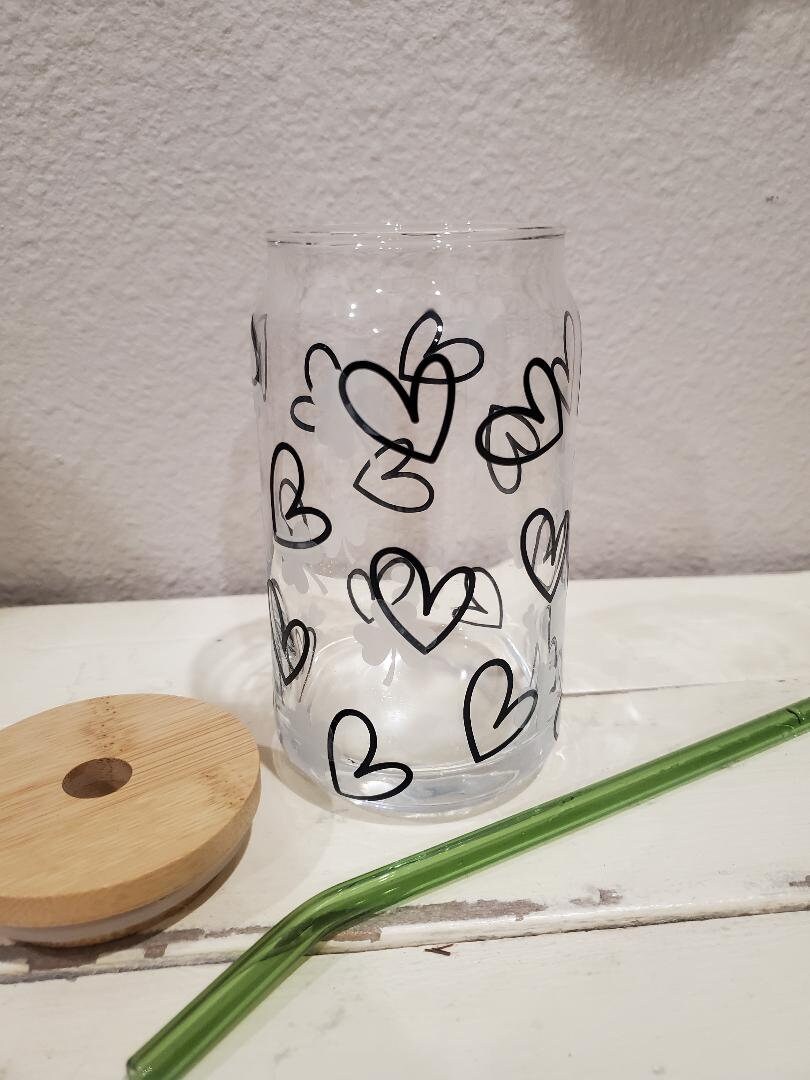 Shamrock and Hearts Color Changing Glass Cup, St Patricks Day Cup