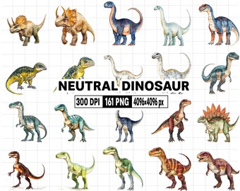 161 Realistic Dinosaur Clipart - Watercolor, Boho Dino PNG - Prehistoric Graphics Dinosaur - T-Rex Cute Dino - Jurassic Nursery Clipart