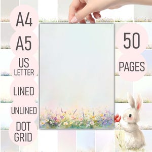 Florales Briefpapier – 50 Seiten Notizen | Liniert, Unliniert, Dot Grid | Elegantes Briefpapier | A4, A5, US Letter PDF