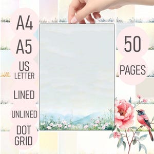 Florales Briefpapier – 50 Seiten Notizen | Liniert, Unliniert, Dot Grid | Briefpapier | A4, A5, US Letter PDF