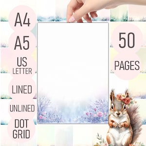 Florales Briefpapier – 50 Seiten Notizen | Liniert, Unliniert, Dot Grid | Naturinspiriertes Briefpapier | A4, A5, US Letter PDF