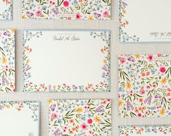 Personalized Watercolor Wildflower Stationery, Custom Stationery A2 Size, Custom Notecards Women, Custom Thank You Cards, Floral Stationery