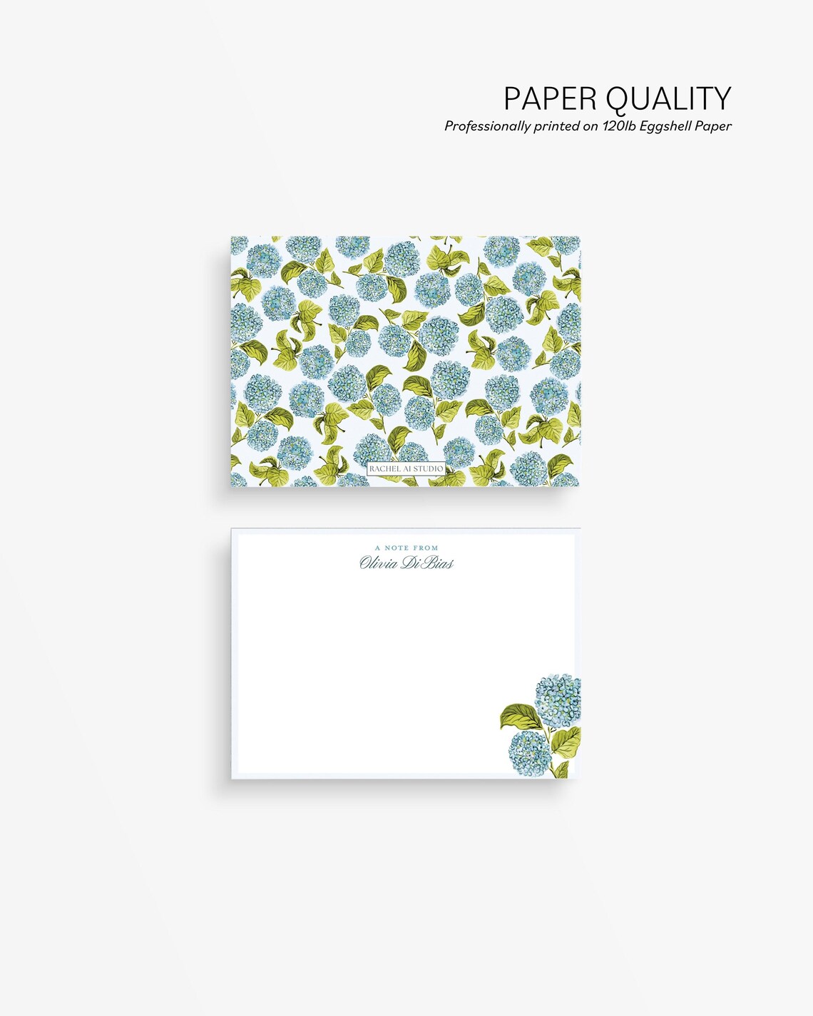 Set of 25 Personalized Watercolor Hydrangea Stationery Set: Custom ...