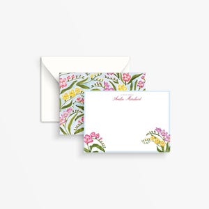 Set of 25 Personalized Watercolor Freesia Stationery Set: Custom Floral ...