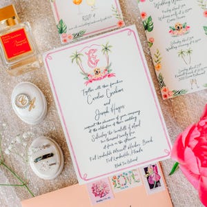 Watercolor Wedding Invitation | Custom Wedding Invitation | Hand Painted Wedding Suite | Wedding Crest Invitation | Custom Wedding Icons