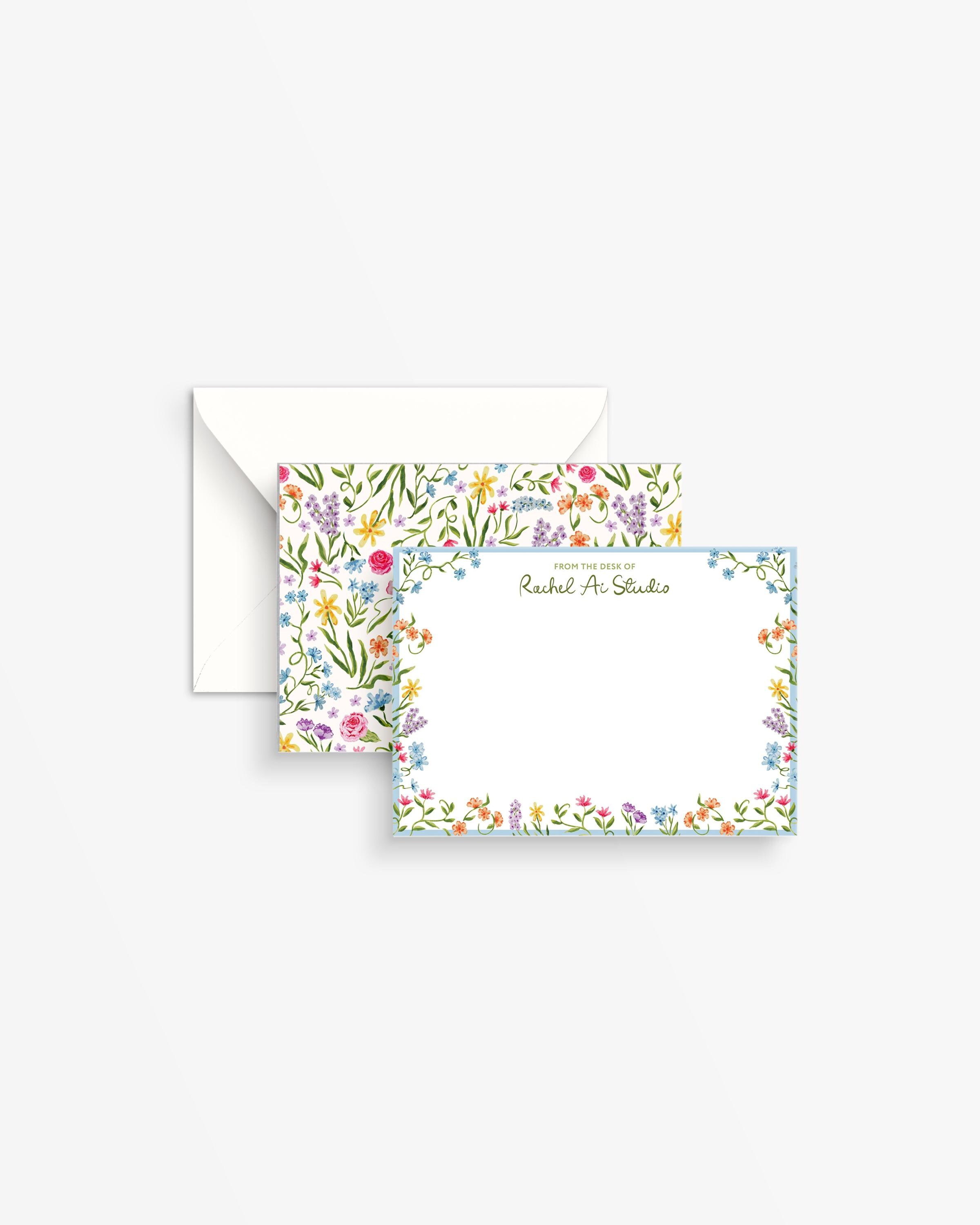 Set of 25 Personalized Watercolor Floral Stationery Set - Custom Thank ...