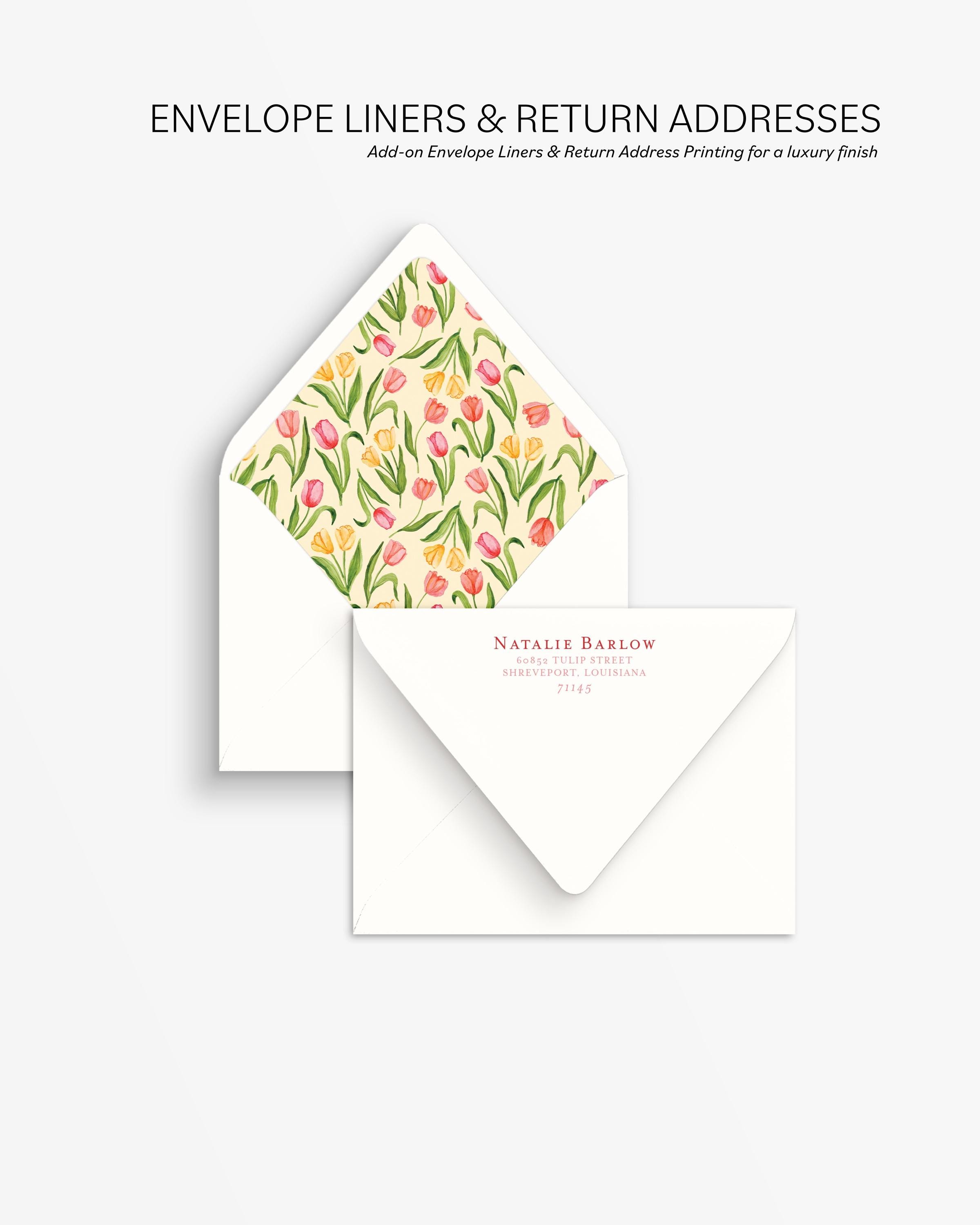 Set of 25 Personalized Watercolor Tulip Stationery Set: Custom Floral ...