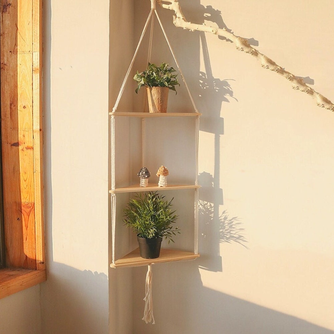 Floating Wood Shelf Stand Unique Small Boho Home Decor Etsy