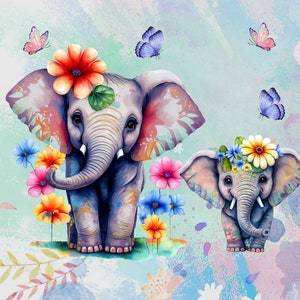 Watercolour elephant and baby Tumbler 20 oz Straight