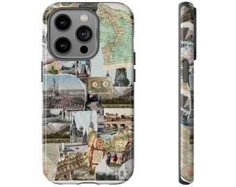 Tough Cases   Vintage  Traveling Decor Elements Eclectic Collection Boho Cases, iPhone 14, Iphone 15 Case, Samsung Galaxy, Google Pixel