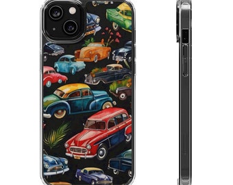 Clear Cases Boho Vintage Retro  Old Cars Eclectic  Design gift for Dad Father for iPhone 14,  Cases  phone case Unique Phone  iPhone 13