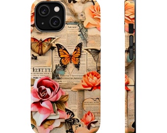 MagSafe Tough Cases Collage Orange  Old Newspaper clippings, Butterfly  design Phone for iPhone 14, Iphone 13 Case, Iphone 13 Pro Max