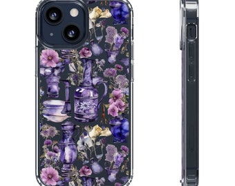 Clear Cases Purple Boho Vintage Kitchen Eclectic Design Gift for Her iPhone iphone 12 Pro Case, Iphone 12, Iphone 13 Case, Samsung Galaxy