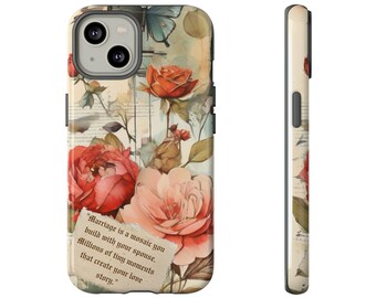 Tough Cases Custom Motivation Quote Boho Vintage Eclectic Flowers design gift for Her Phone Case  for iPhone Google Pixel Samsung