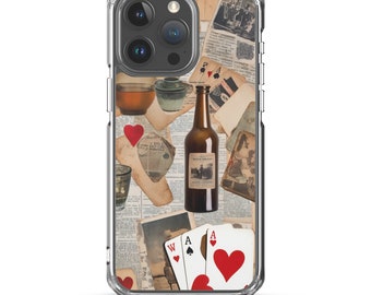 Clear Case Boho Vintage Kitchen playing cards Eclectic Design for iPhone 15