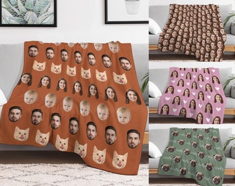 Personalized Face Blanket, Custom Blanket With Photos/Picture, Memory Photos Blanket, Personalised Throw Blanket for Family Baby Dog Cat
