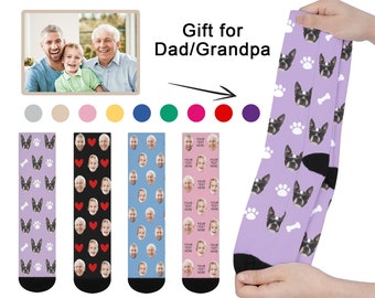 Father's Day Gifts, Custom Socks with Faces for Dad Grandpa, Personalised Socks with Face Photo, Custom Socks for Men Women, Funny Face Sock