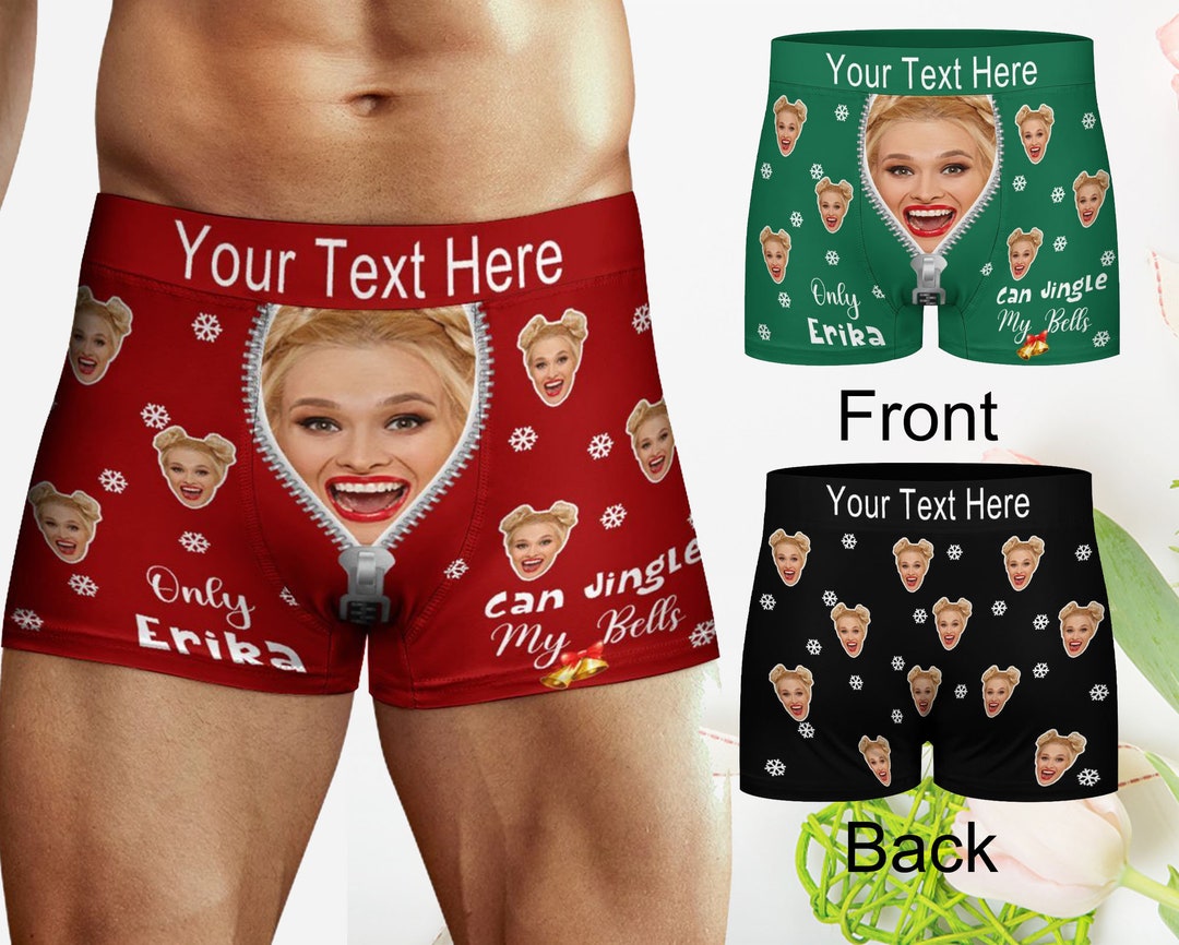 Only You Can Jingle My Bells, Personalized Face Boxer With Text Name