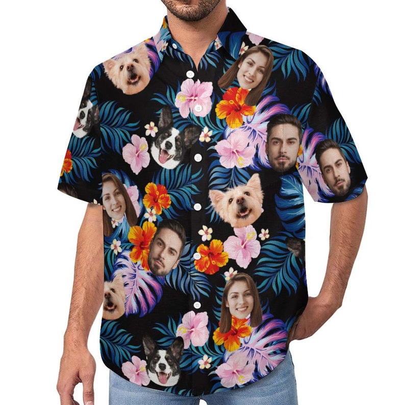 Custom Hawaiian Shirt Trunks with Face for Party, Dog Hawaiian shirt, Hawaii Shirt for Men,Personalized Hawaiian Shirt,Custom Tropical Shirt image 4